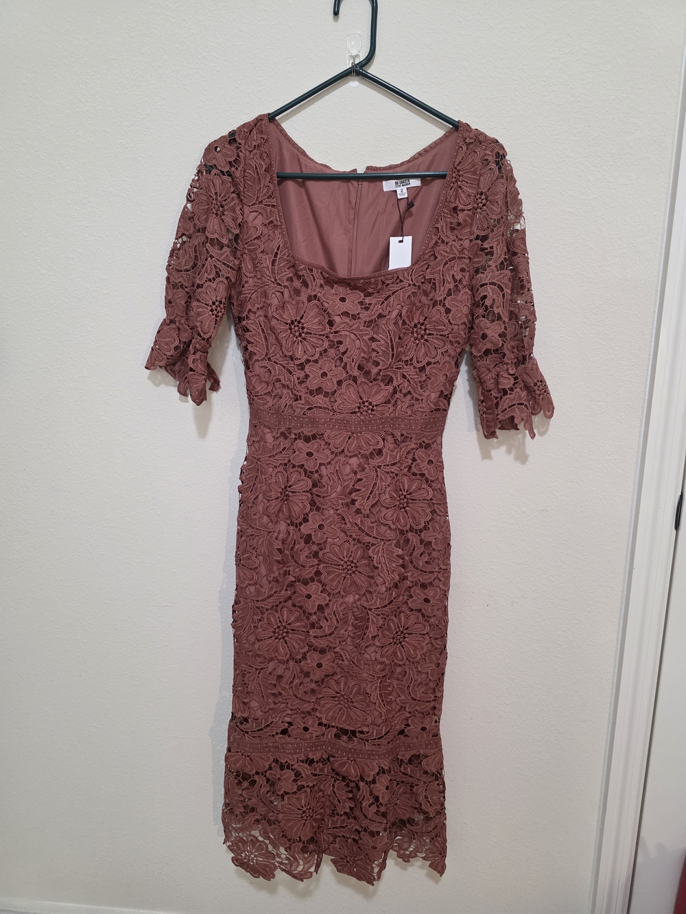 BB Dakota by Steve Madden Mauve Rose Crochet Midi Dress